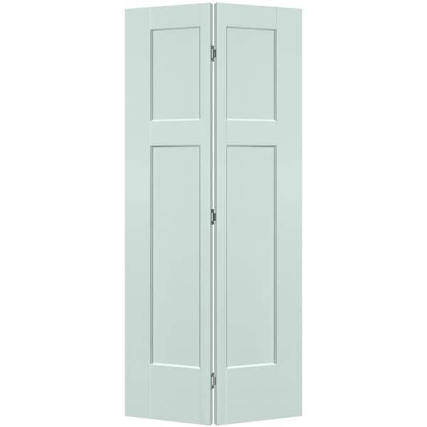 Masonite 36 in. x 80 in. 3-Panel Winslow Hollow Core Sea Glass Molded Composite Bi-Fold Door