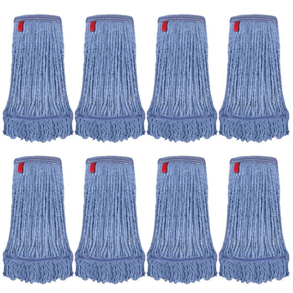1.25 in. Loop End Commercial String Mop Blended Mop Head Replacement Refill 24 oz. Blue (8-Pack)
