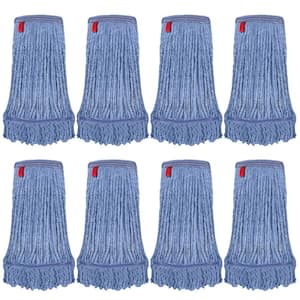 1.25 in. Loop End Commercial String Mop Blended Mop Head Replacement Refill 24 oz. Blue (8-Pack)