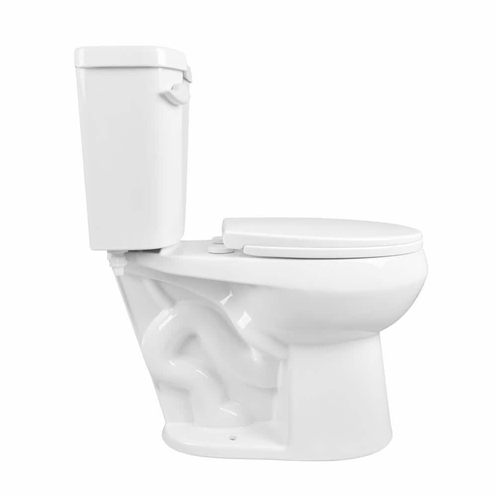 White Round Dual Flush ADA Chair Height Toilet with Soft Close Seat