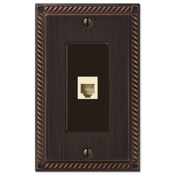 AMERELLE Georgian 1 Gang Phone Metal Wall Plate - Aged Bronze