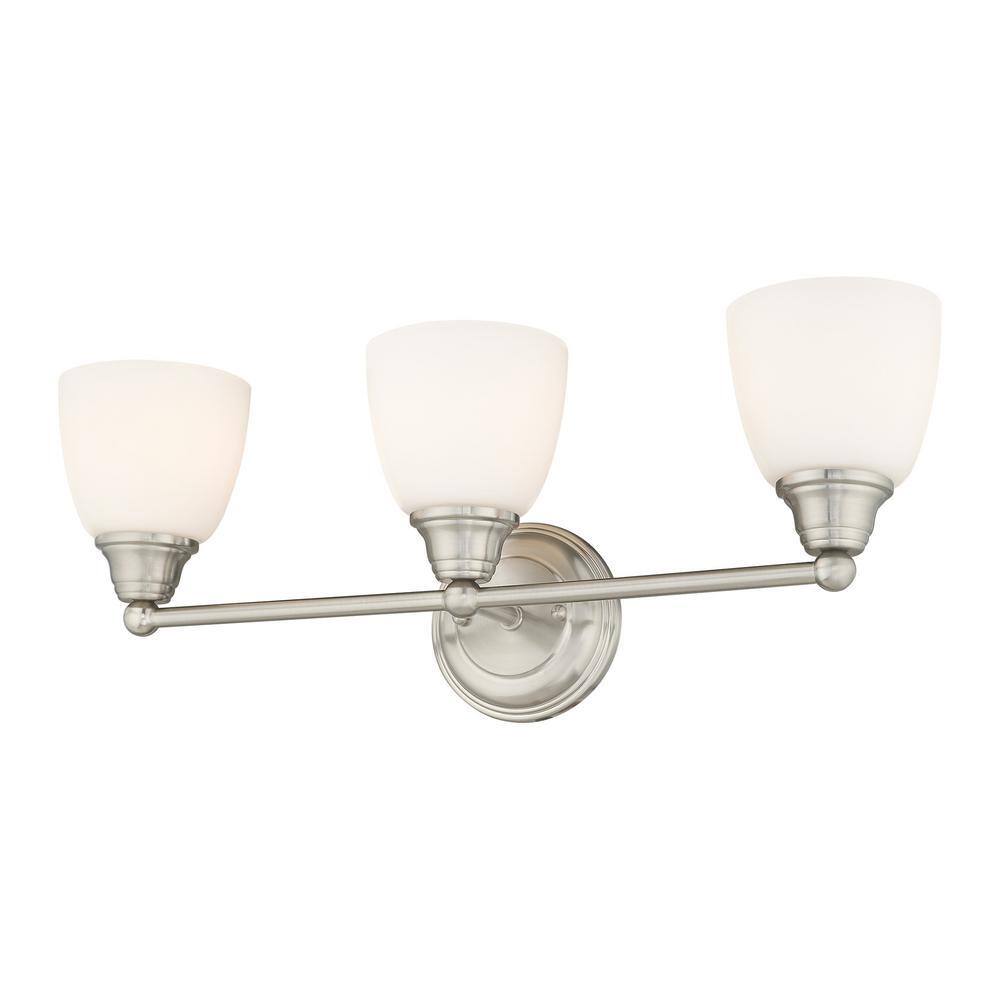 Somerville 23" Brushed Nickel 3-Light Vanity with Satin Opal White Glass