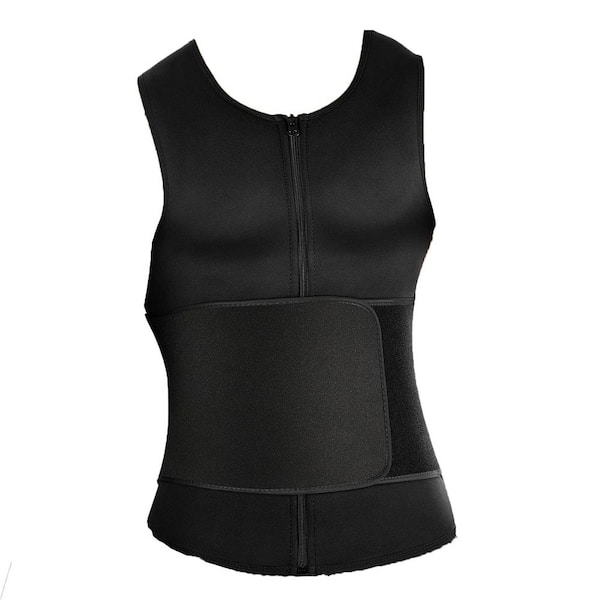 Men's Compression Vest Indoor Neoprene Sauna Style Sauna with Adjustable Belt Sweat Boosting Workout Back Support Shirt