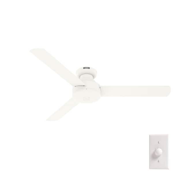Hunter Presto 52 in. Indoor Ceiling Fan in Matte White with Wall Control Included For Bedrooms