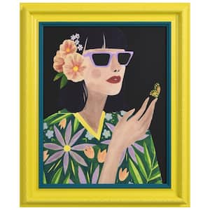 Floral Female Chromatic Hand Painted Embellished Giclee Portrait Canvas Wall Art with Baroque 2-Tone Frame, 20 x 24 in.