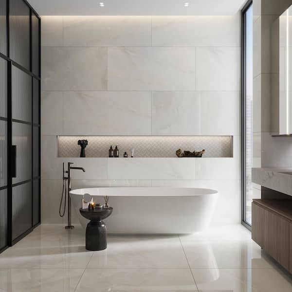 Splendor 36" x 36" Lappato Alabaster White Porcelain Large Format Tile Wall and Floor Tile 17.4375 sq. ft./Case 2 pack