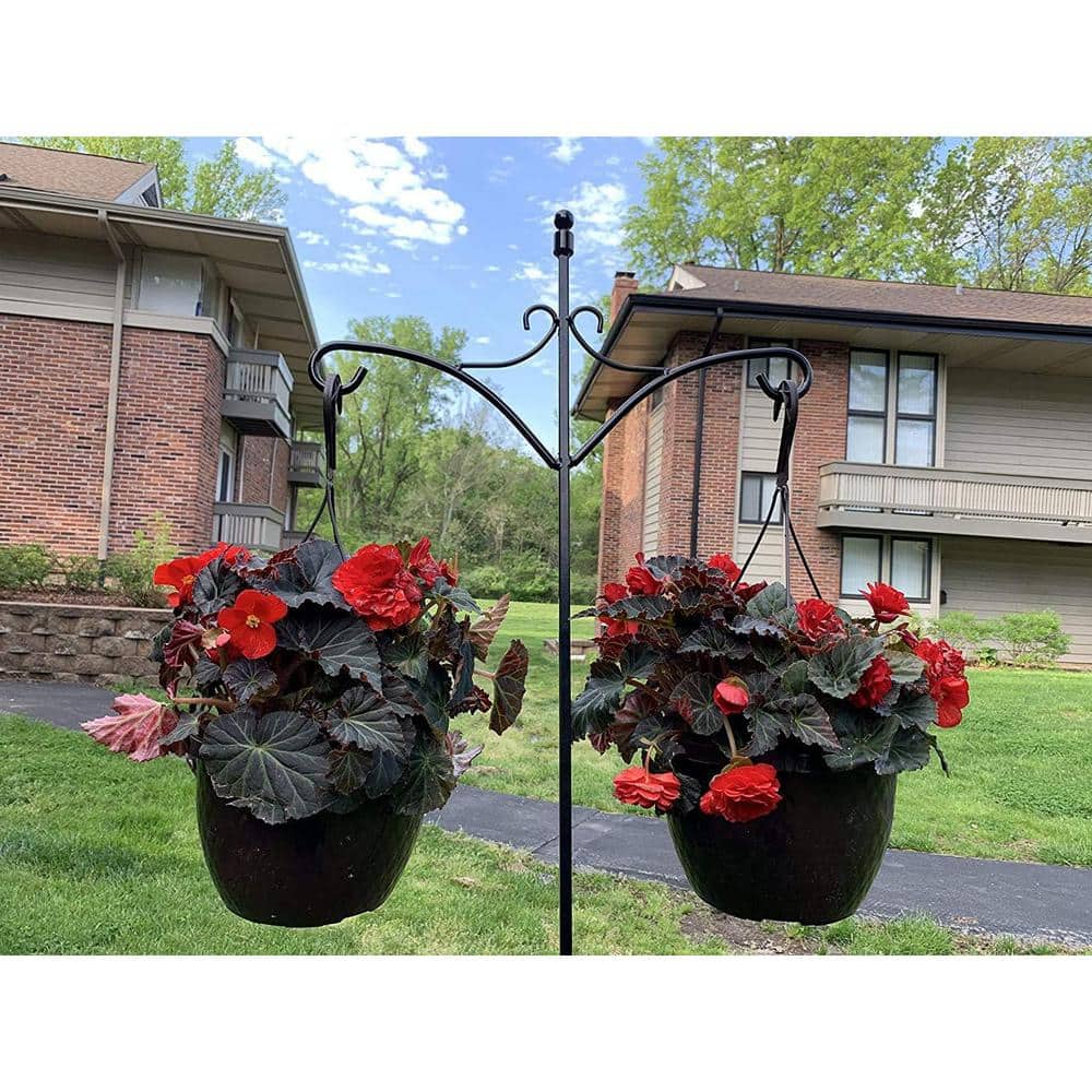 Ashman 91 Inch Black Steel Twin Hook Garden Arbor, 2 Pack