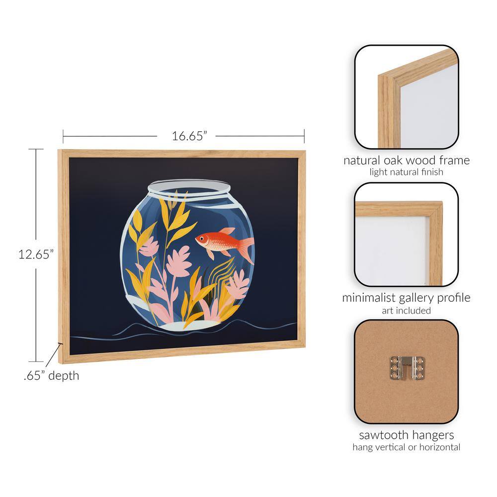 Natural Wood Framed Colorful Goldfish Botanical Print, 16x12