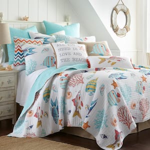 Barrier Reef 3-Piece Multicolored Cotton Full/Queen Quilt Set