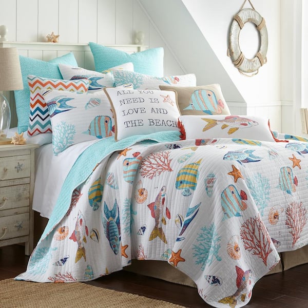 LEVTEX HOME Barrier Reef 2-Piece Multicolored Cotton Twin/Twin XL Quilt Set