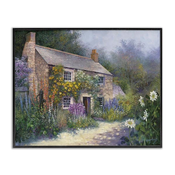 Stupell Industries Gardener's Cottage View by Hilary Mayes Black Framed Architecture Giclee Art Print 11 in. x 14 in.