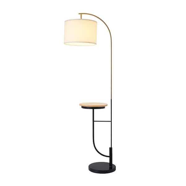 Teamson Home Danna Arc 65 in. H Floor Lamp with Wood Table and USB Port, White