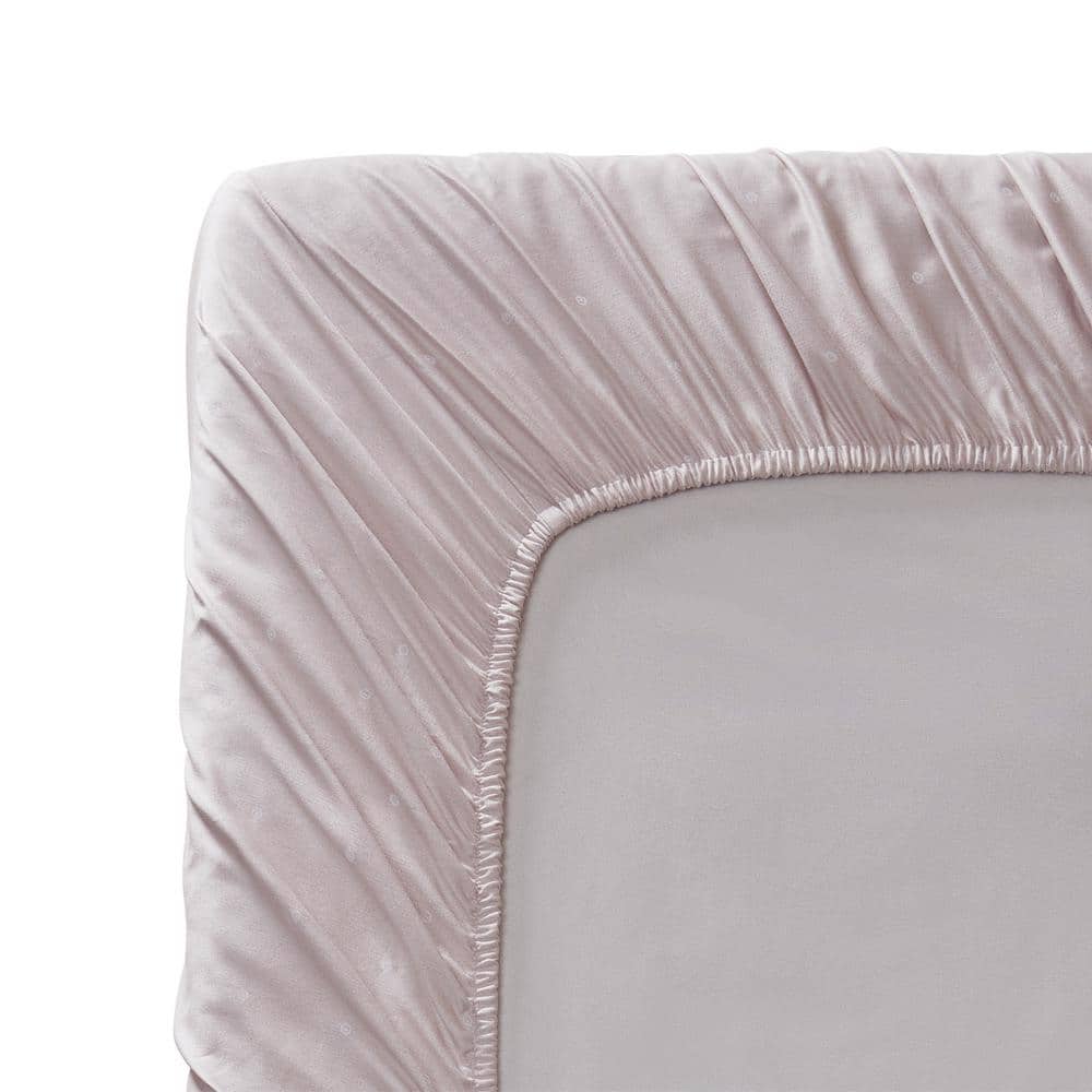 Eyelet Pink Queen Sheet Set in Cotton-Polyester Blend with Deep Pockets