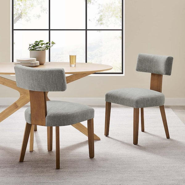 MODWAY Nalani Dining Chairs - Set of 2 in Heathered Weave Wheat Deep Brown