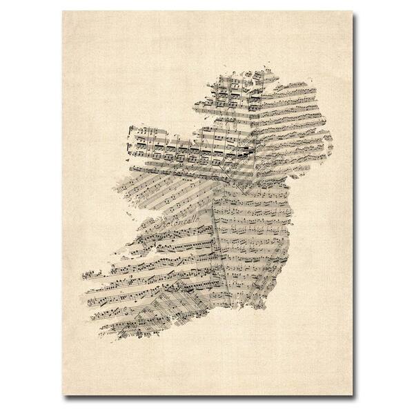 Trademark Fine Art 24 in. x 18 in. Ireland Music Map Canvas Art