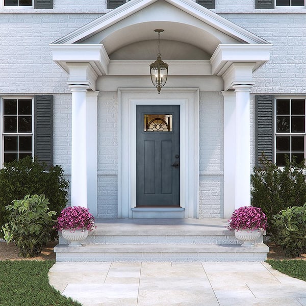 36 in. x 80 in. Left-Hand 1-Lite Craftsman Ardsley Denim-Stained Fiberglass Prehung Front Door with Brickmould