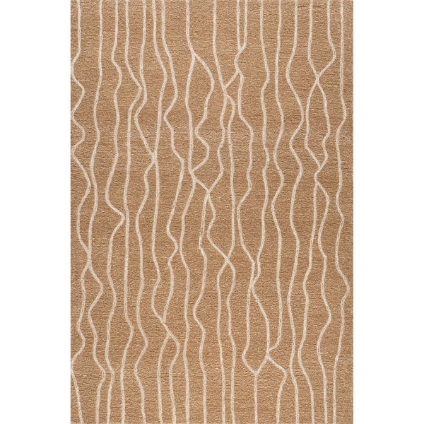 Mana Abstract Wool Beige 3 ft. x 5 ft. Indoor/Outdoor Patio Area Rug