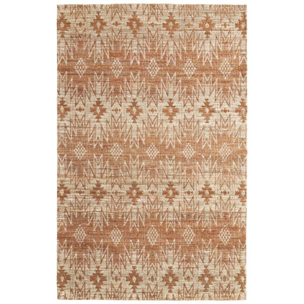 5 X 8 Orange, Tan Geometric Area Rug