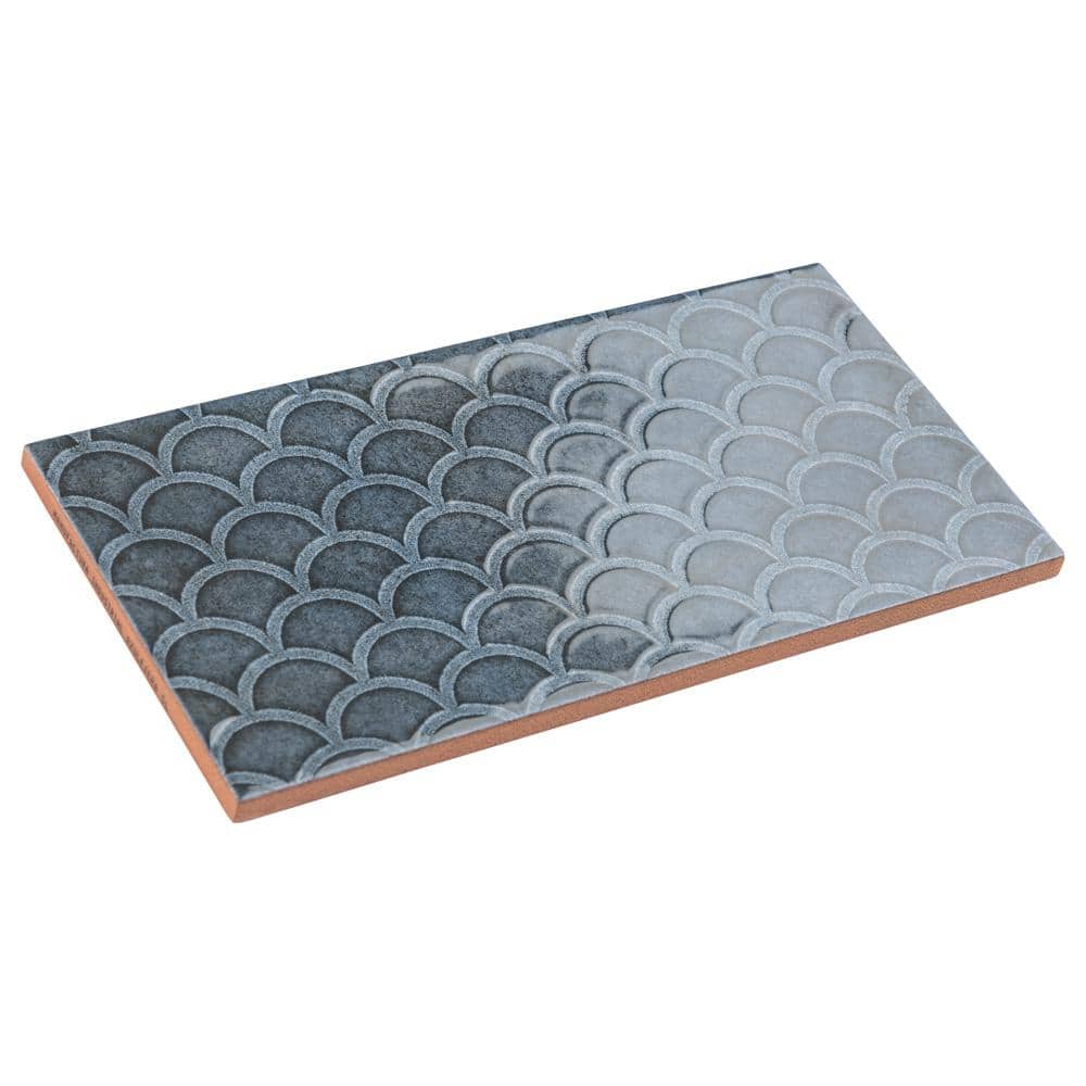 Camden 8" x 4" Azurro Ceramic Patterned Subway Tile