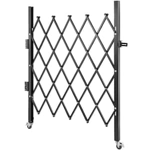 Single Folding Security Gate 63.39 in. H x 70 in. W Stainless Steel Garden Fence Accordion Expanding Gate with Padlock