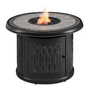 St. Charles 36 in. x 25 in. Round Steel Liquid Propane Black Fire Pit Table