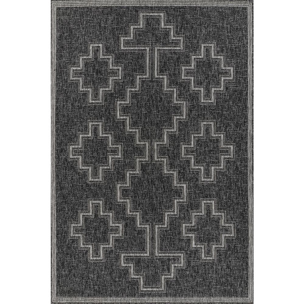 Hampton Black 6 ft. x 9 ft. Machine Made Geometric Polypropylene Rectangle Area Rug price history on PriceWatchPro