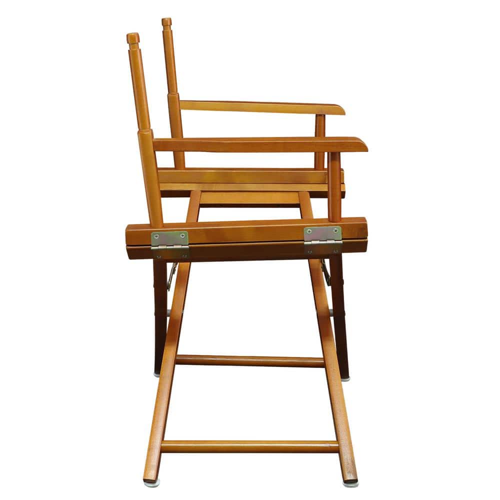 Honey Oak Foldable Director's Chair with Slat Back
