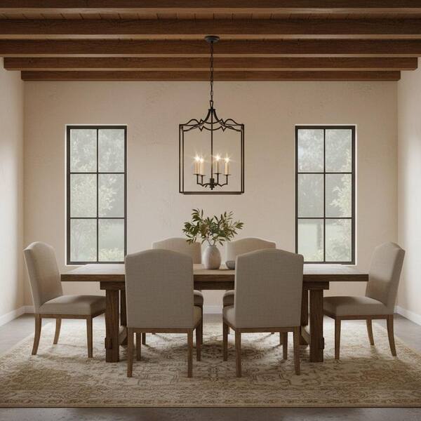 4-Light Aged Iron Black Finish Candle Style Chandelier with no