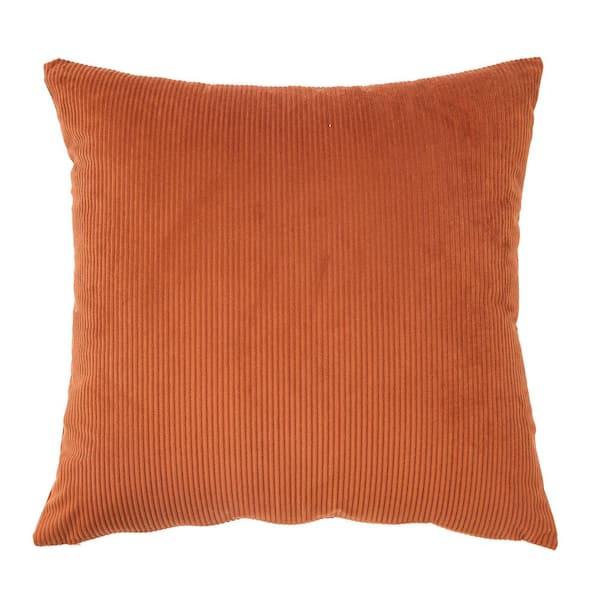 FRESHMINT Orange Corda Ribbed Textured 18 in. x 18 in. Pillow