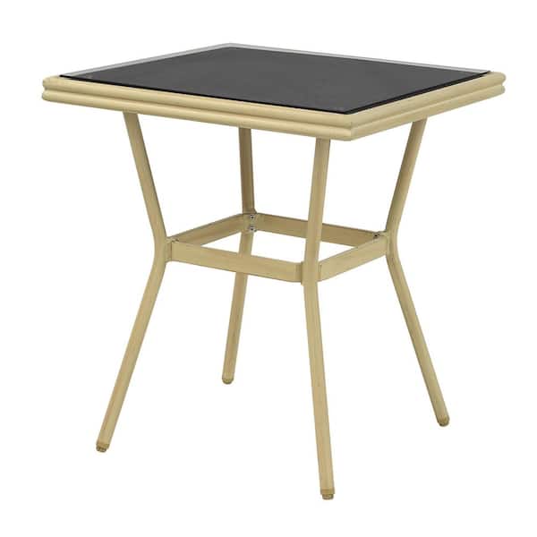 Furniture of America Sillowick Dark Gray and Natural Tone Square Metal Outdoor Dining Table