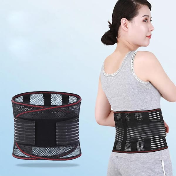 Wellco Adjustable Back Brace/Waist Belt for Lower Back Pain Relief Men/Women Work/Sport/Nursing, Large, Black