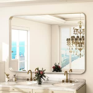 30 in. W x 48 in. H Large Rectangular Metal Deep Framed Wall Bathroom Vanity Mirror Silver