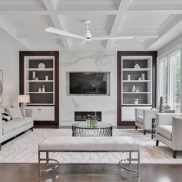 52 in. Indoor Modern Matte White Ceiling Fan with Remote Control and DC Reversible Motor