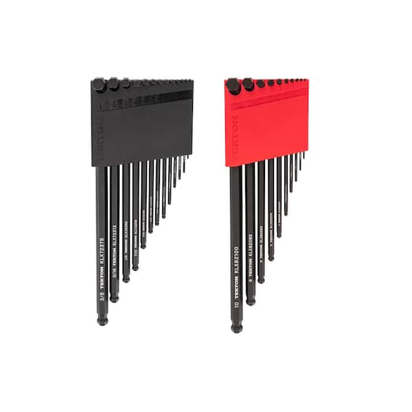 TEKTON Ball End Hex L-Key Set with Holders, 23-Piece (0.050-3/8 in., 1.3-10 mm)