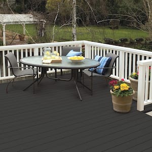 5 gal. #S-H-790 Black Suede Solid Color Waterproofing Exterior Wood Stain and Sealer