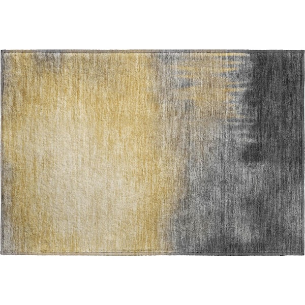 Mayfield Premium Machine Washable Abstract AMF2420 Granite 3 ft. x 4 ft. Area Rug