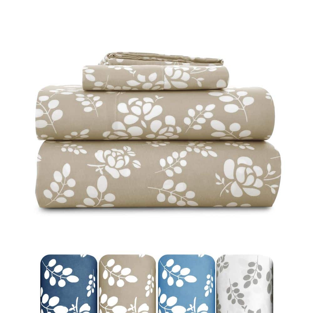 LDC LUX DECOR COLLECTION Lux Decor 3-Piece Microfiber Sheet Set Floral ...