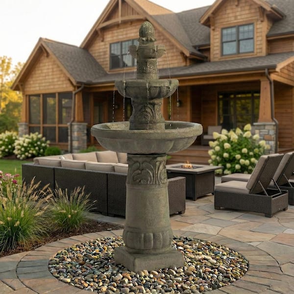 52 in. Floor-Standing Resin Cascading Waterfall Fountain and