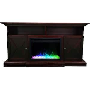 Whitby 62.2 in. W Freestanding Electric Fireplace TV Stand in Mahogany with Deep Crystal Insert