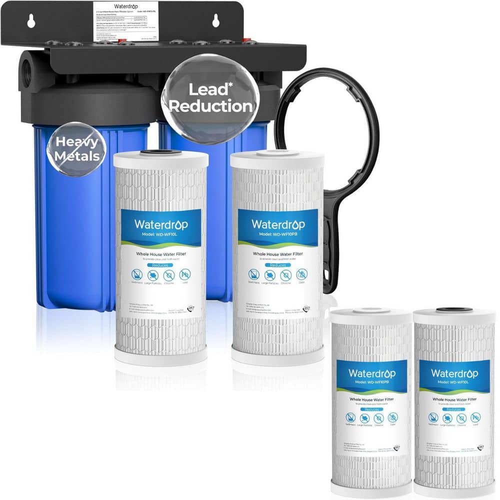 WD-WHF21-PBL 2 Stage Whole House Water Filter System, with Carbon and Sediment Filter Extra WD-WF10PBL Filters