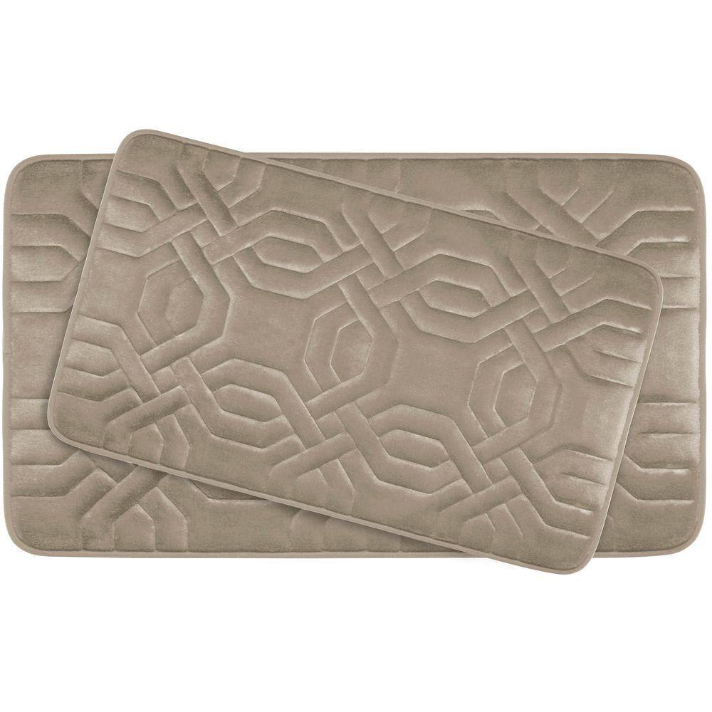 BounceComfort Chain Ring Linen Memory Foam 2-Piece Bath Mat Set ...