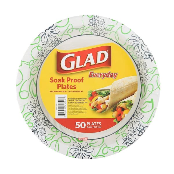 Glad 8.5 in. Round Paper Plates - Whimsical Floral (50-Count)