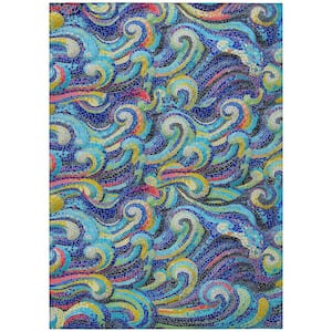 Surfside Ocean 8 ft. x 10 ft. Geometric Indoor/Outdoor Area Rug