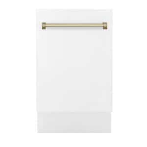 Autograph Edition 18 in. Top Control 8-Cycle Tall Tub Dishwasher with 3rd Rack in White Matte and Champagne Bronze