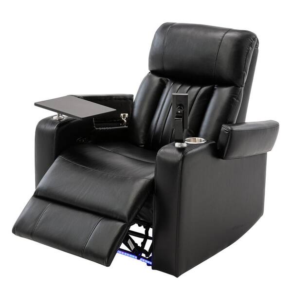 Polibi Home Theater Power Motion Recliner In Black With USB Charging ...