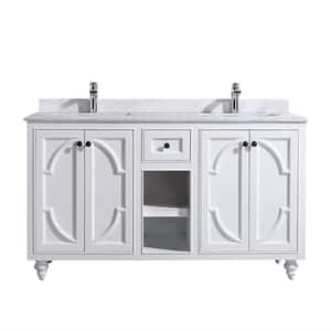 Odyssey 60 in. W x 22 in. D x 34.5 in. H Bathroom Vanity in White with White Carrara Marble Top