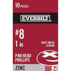 #8 x 1 in. Phillips Pan Head Zinc Plated Sheet Metal Screw (10-Pack)