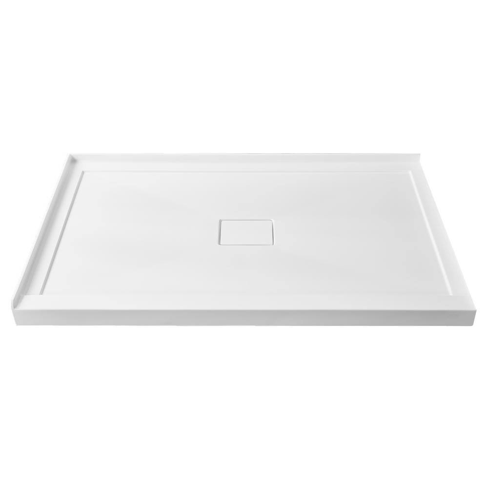 NTQ 60 in. x 36 in. Double Threshold Left Corner Shower Pan Base with