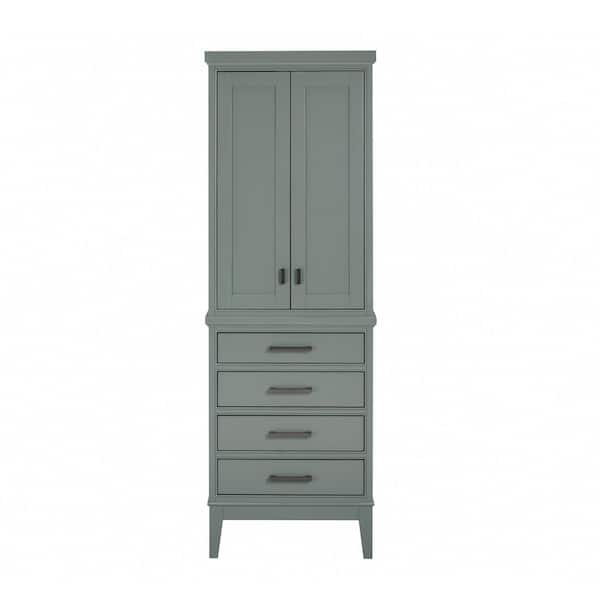 Madison 24 in. W x 16 in. D x 71.2 in. H Smoke Green Freestanding Linen Cabinet
