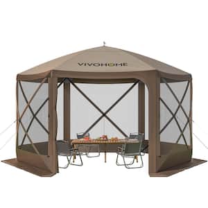 12 ft. x 12 ft. 6-Sided Pop-Up Canopy Screen Tent with Large Main Door for Outdoor Parties